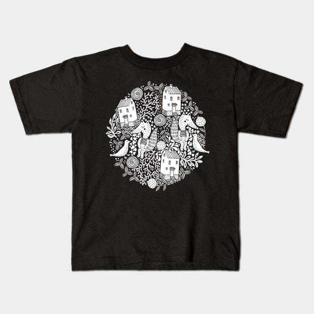 Foxy Circle Kids T-Shirt by annapaff